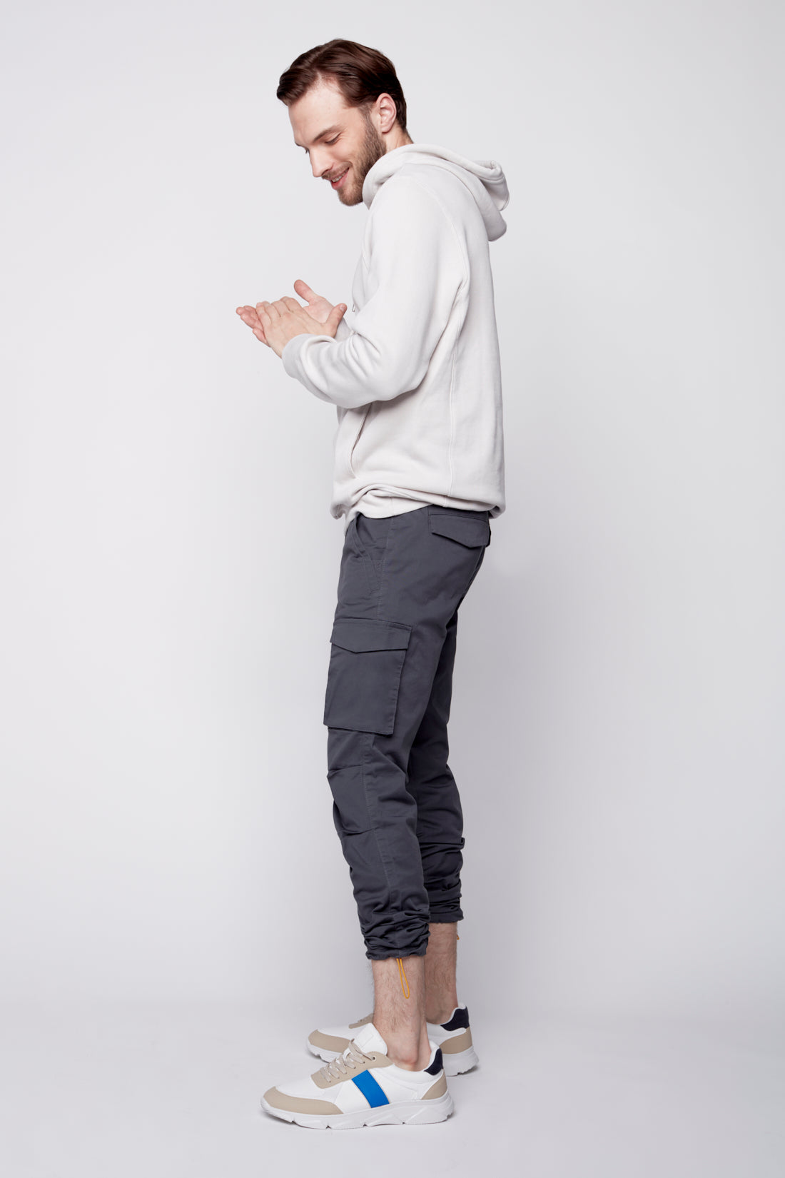 DEAN -  Slim Fit Cargo Chinos (Convertible Joggers) - Dark Grey - DENIM SOCIETY™