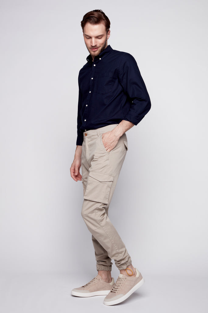 DEAN -  Slim Fit Cargo Chinos (Convertible Joggers) - Sage - DENIM SOCIETY™