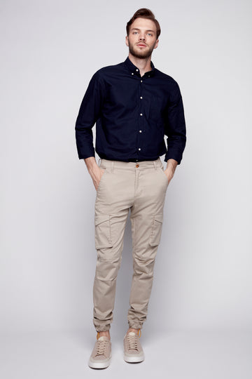 DEAN -  Slim Fit Cargo Chinos (Convertible Joggers) - Sage - DENIM SOCIETY™