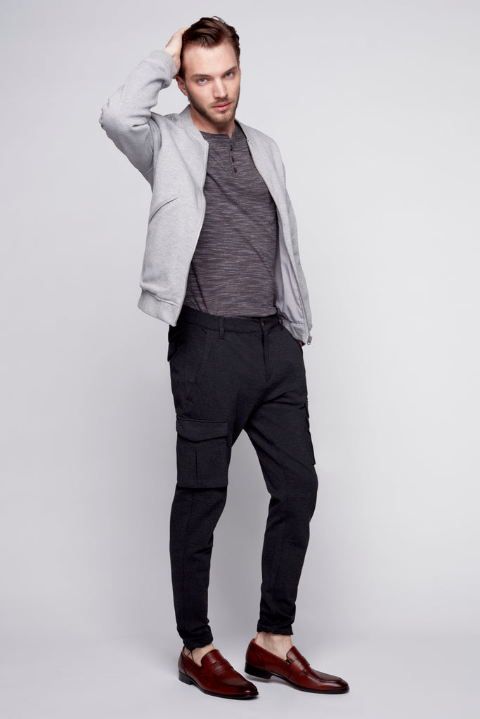 DEAN -  Slim Fit Convertible Cargo Knit Jogger - Charcoal - DENIM SOCIETY™