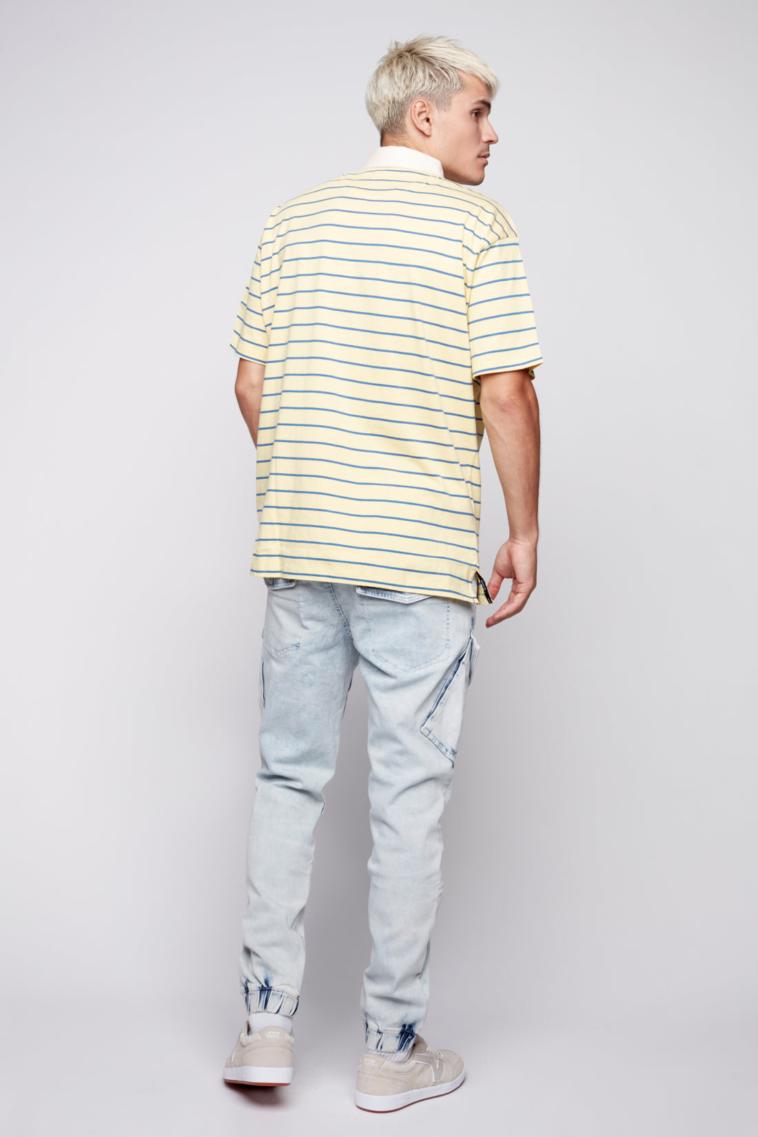 Striped Polo Tee - Yellow Stripe - DENIM SOCIETY™
