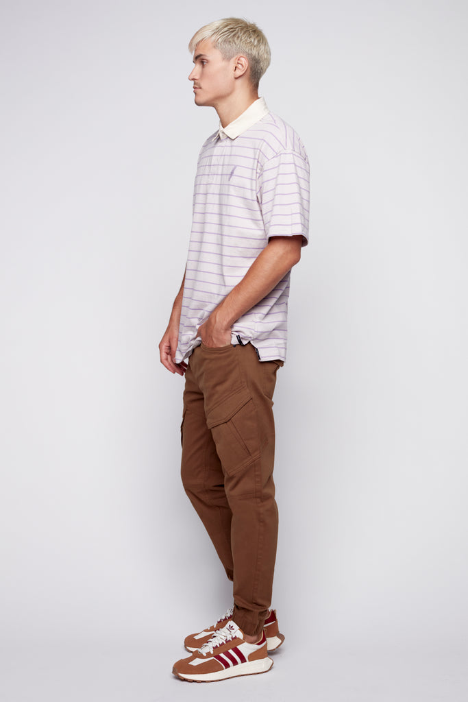 Striped Polo T-Shirt - Grape Stripe DNM.WORKS™