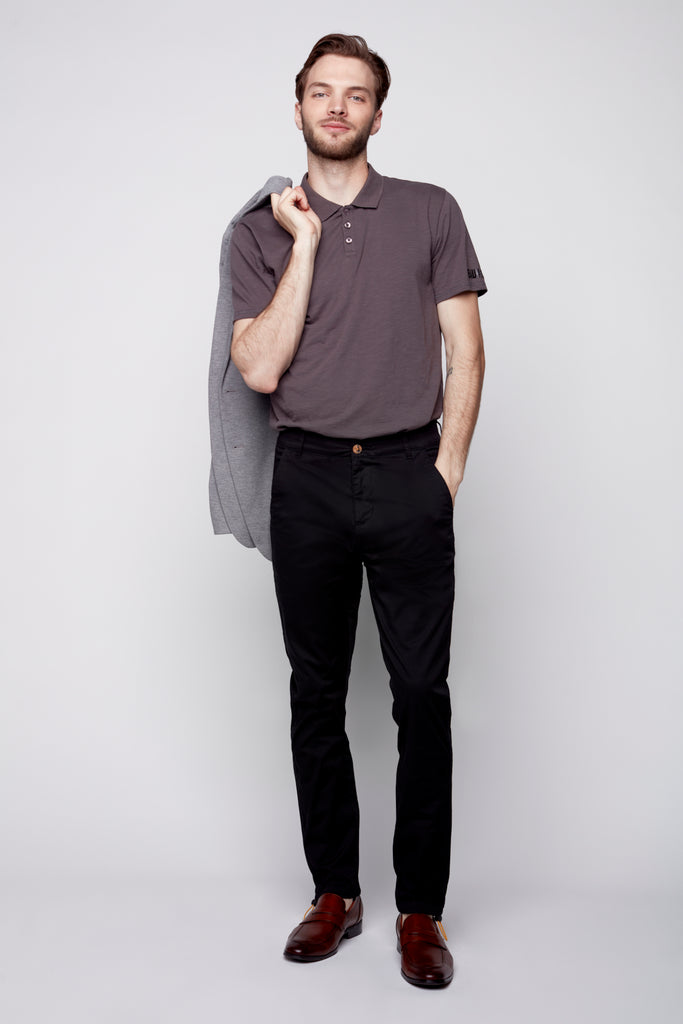 ELTON - Slim Fit Chinos (Convertible Joggers) - Black - DENIM SOCIETY™