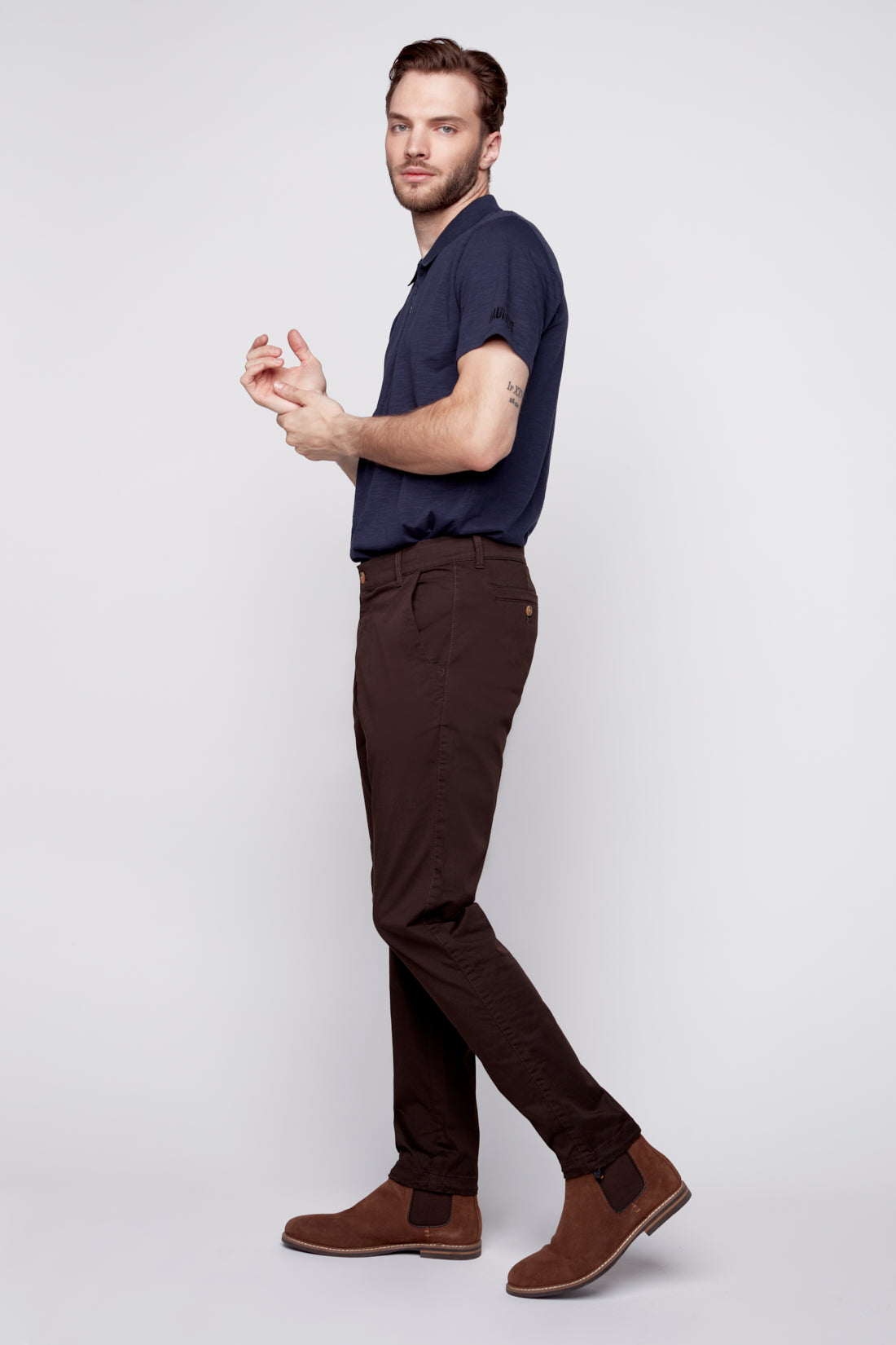 ELTON -  Slim Fit Chinos (Convertible Joggers) - Brown - DENIM SOCIETY™