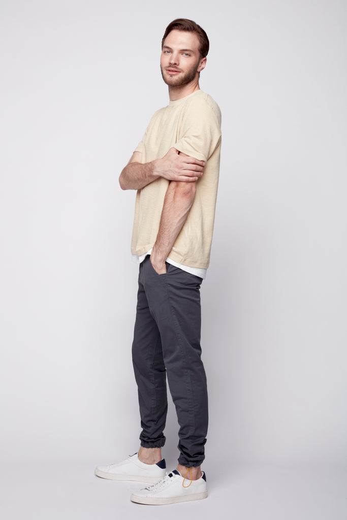 ELTON -  Slim Fit Chinos (Convertible Joggers) - Dark Grey s-l-a-c-k-e-r™