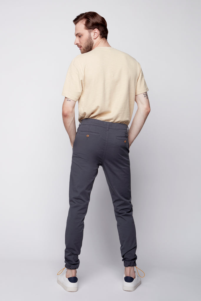 ELTON -  Slim Fit Chinos (Convertible Joggers) - Dark Grey s-l-a-c-k-e-r™