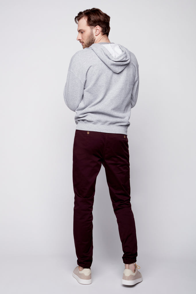 ELTON -  Slim Fit Chinos (Convertible Joggers) - Wine - DENIM SOCIETY™