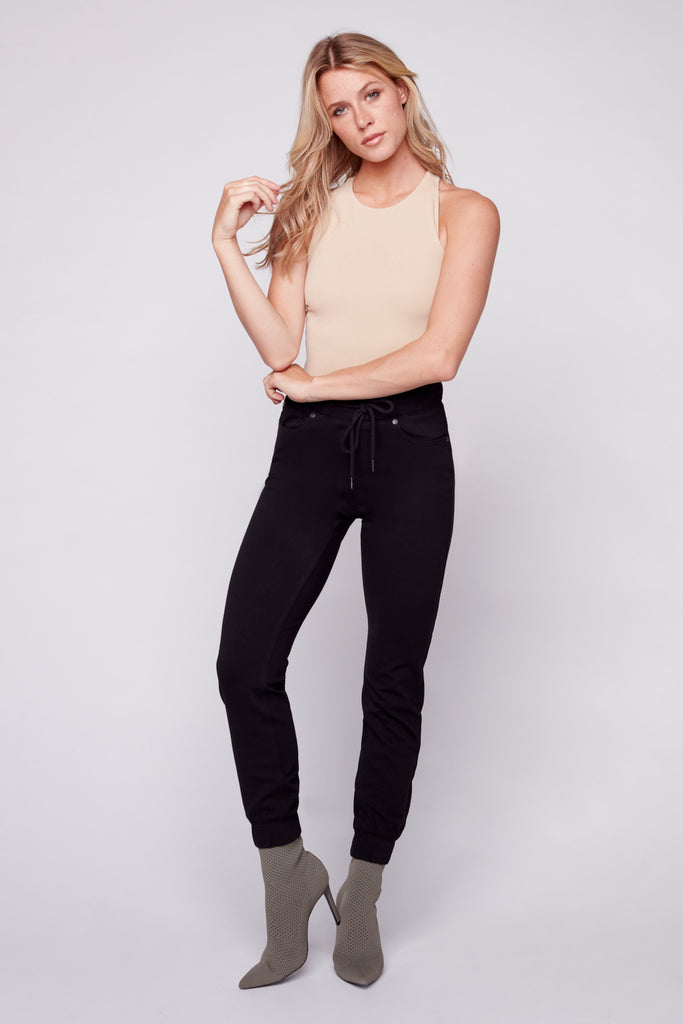 KIM - 5 Pocket Pull on Jogger - Black - DENIM SOCIETY™