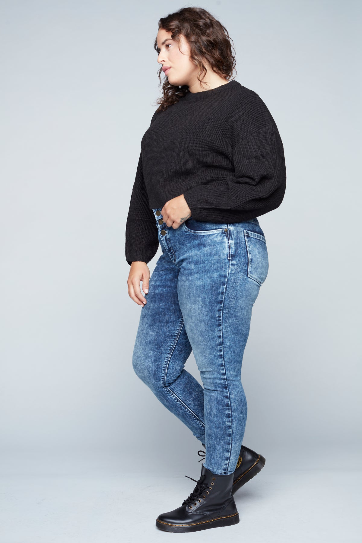 MIA - Mid Rise Skinny - Dark Blue Acid Wash - DENIM SOCIETY™