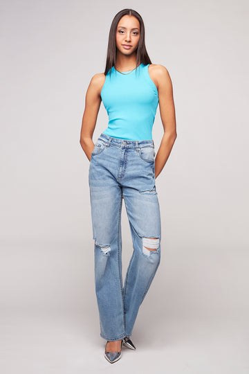 JANIS - Wide Leg Jean - Medium Blue Foxy Jeans™