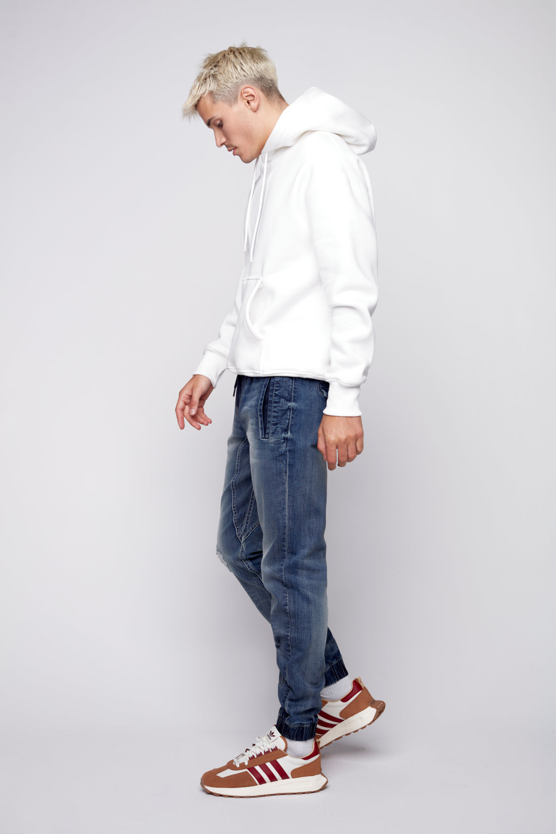 HENDRIX - 5 Pocket Moto Stitch Jogger - Medium Blue - DENIM SOCIETY™