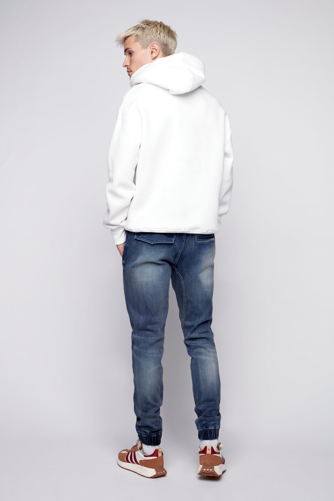 HENDRIX - 5 Pocket Moto Stitch Jogger - Medium Blue - DENIM SOCIETY™