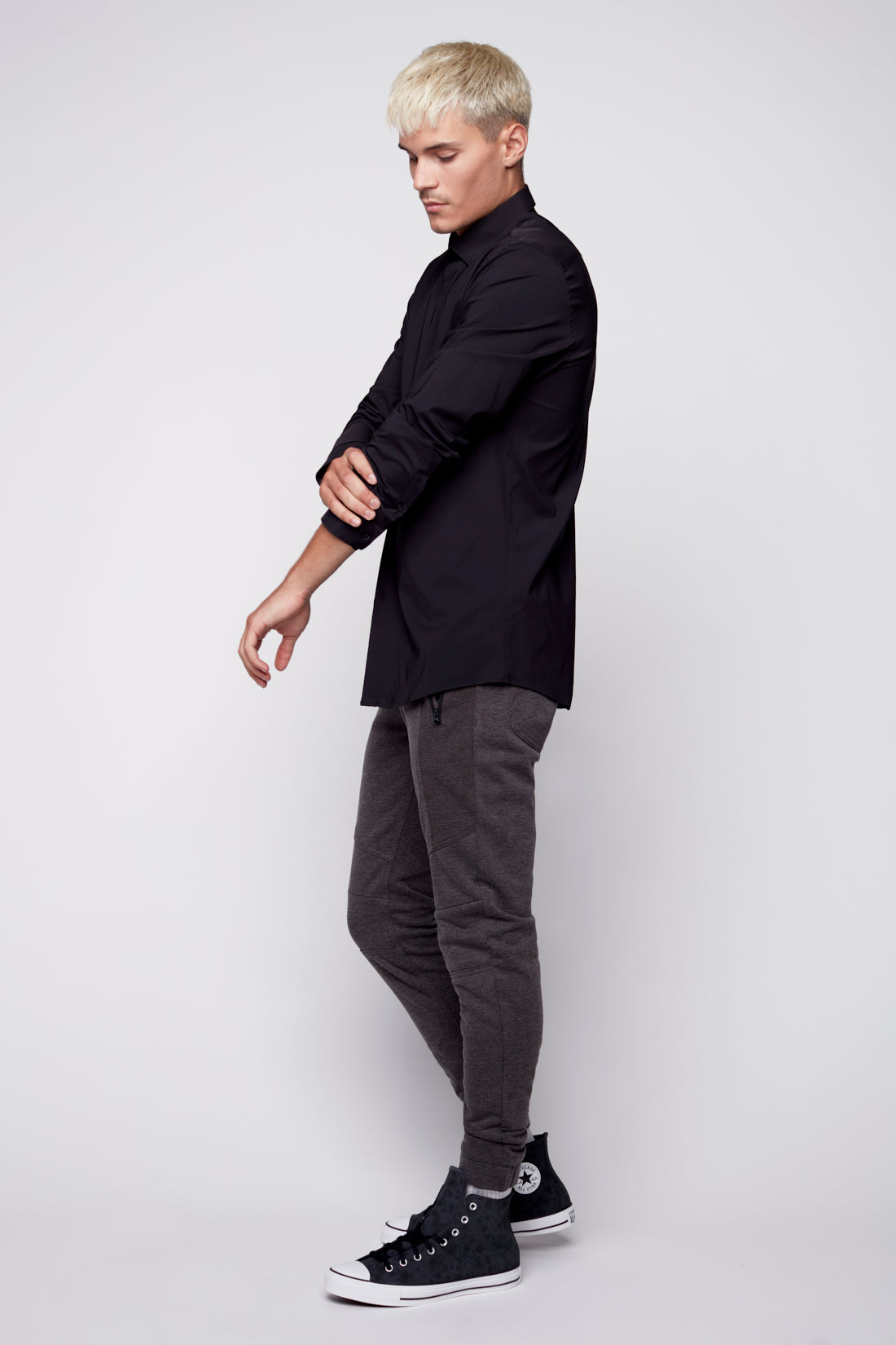 HENDRIX - 5 Pocket Moto Stitch French Terry Jogger - Dark Grey - DENIM SOCIETY™