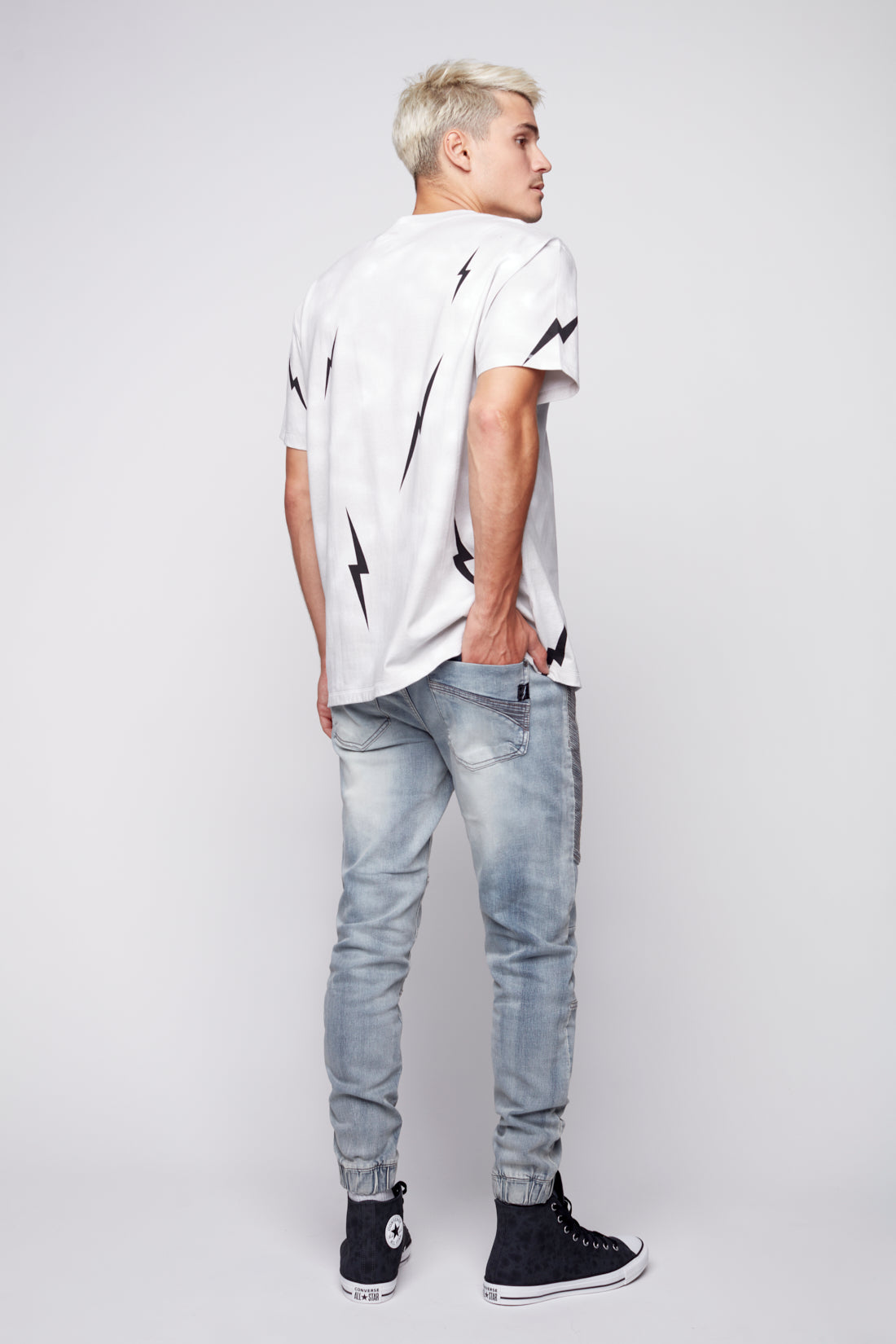 HENDRIX - 5 Pocket  Moto Stitch Jogger - Ice Bleach - DENIM SOCIETY™