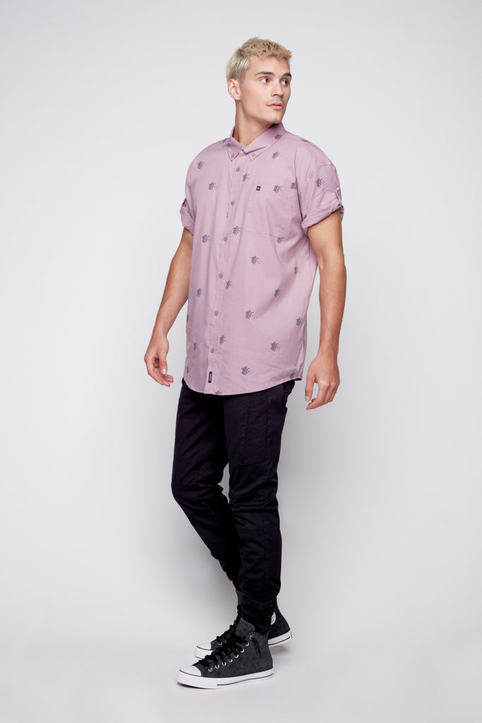 Printed Short Sleeve Shirt - Grape - DENIM SOCIETY™