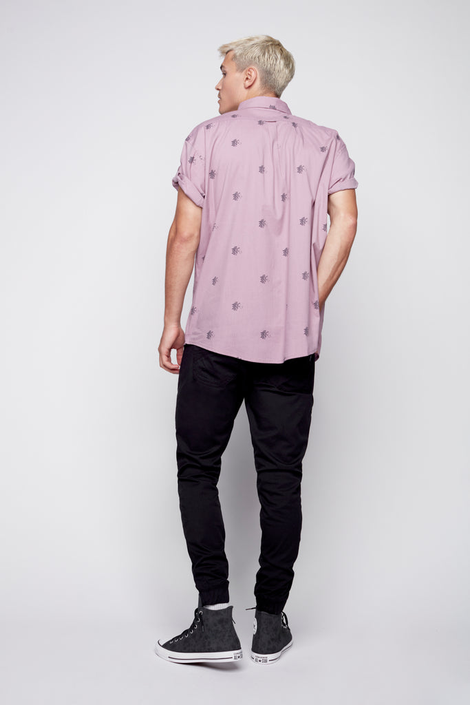 Printed Short Sleeve Shirt - Grape - DENIM SOCIETY™