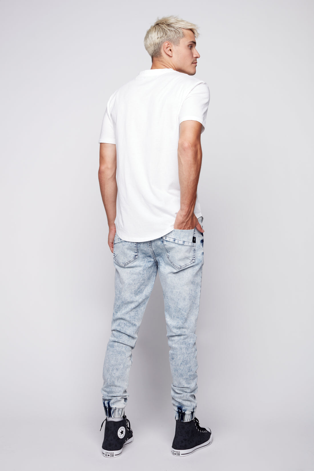 JAGGER - 5 Pocket Flex Denim Classic Jogger - Indigo Acid Wash - DENIM SOCIETY™