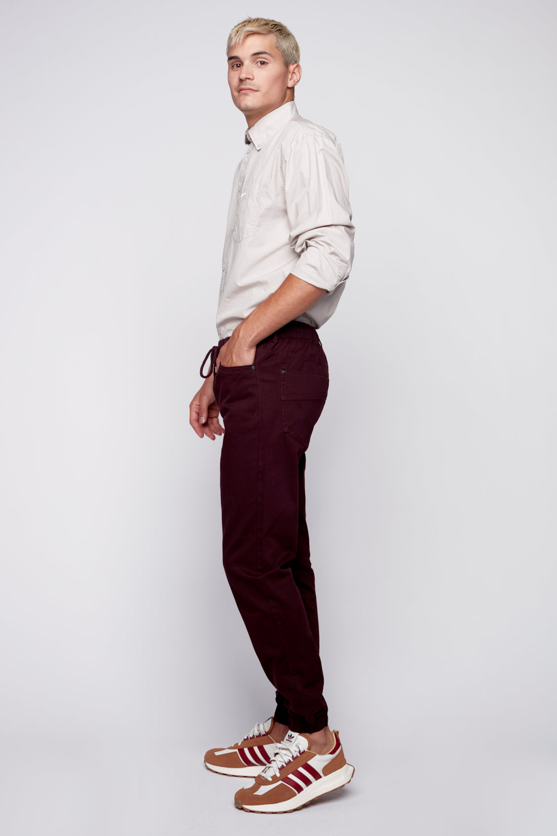 JAGGER - 5 Pocket Twill Classic Jogger - Wine - DENIM SOCIETY™