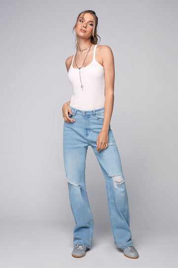 JANIS - Wide Leg Jean - Blue Bleach Foxy Jeans™