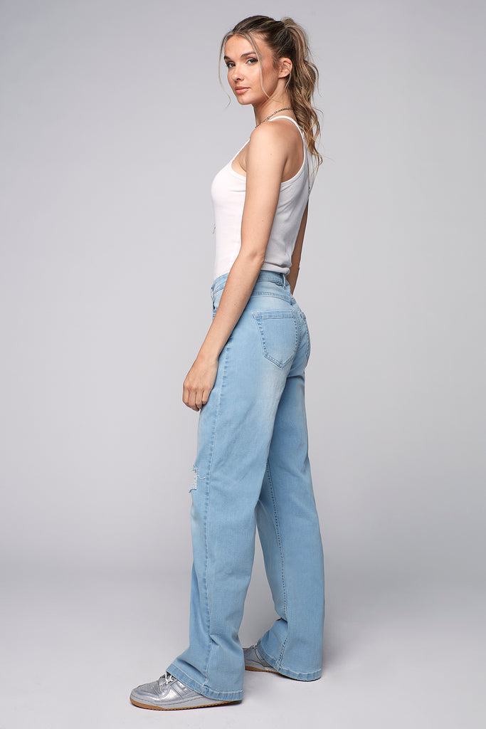 JANIS - Wide Leg Jean - Blue Bleach Foxy Jeans™