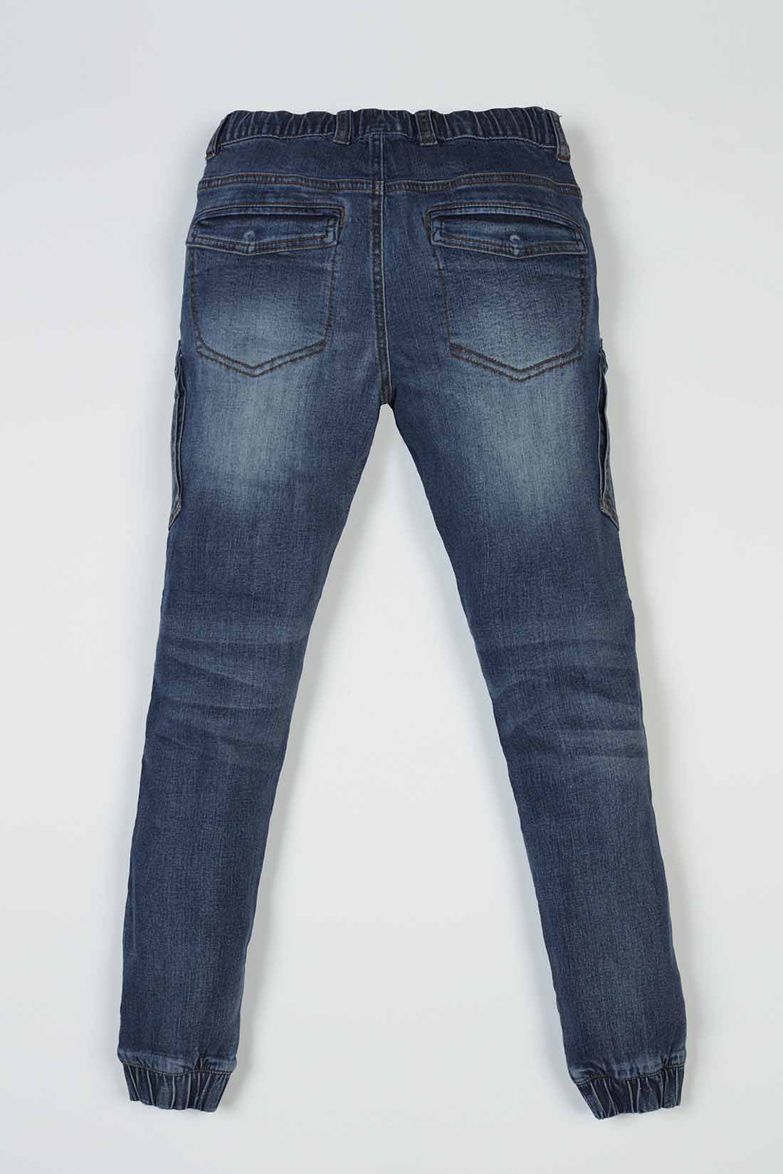 KIDS COHEN - 5 Pocket Flex Denim Cargo Jogger - Vintage Medium Blue - DENIM SOCIETY™