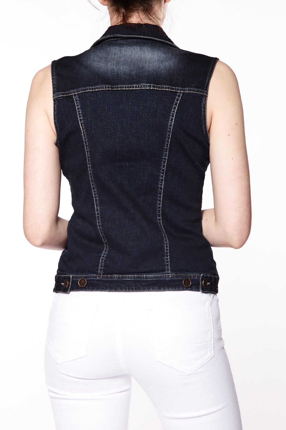 MANDY - Ladies Denim Vest - Dark Indigo Rinse - DENIM SOCIETY™
