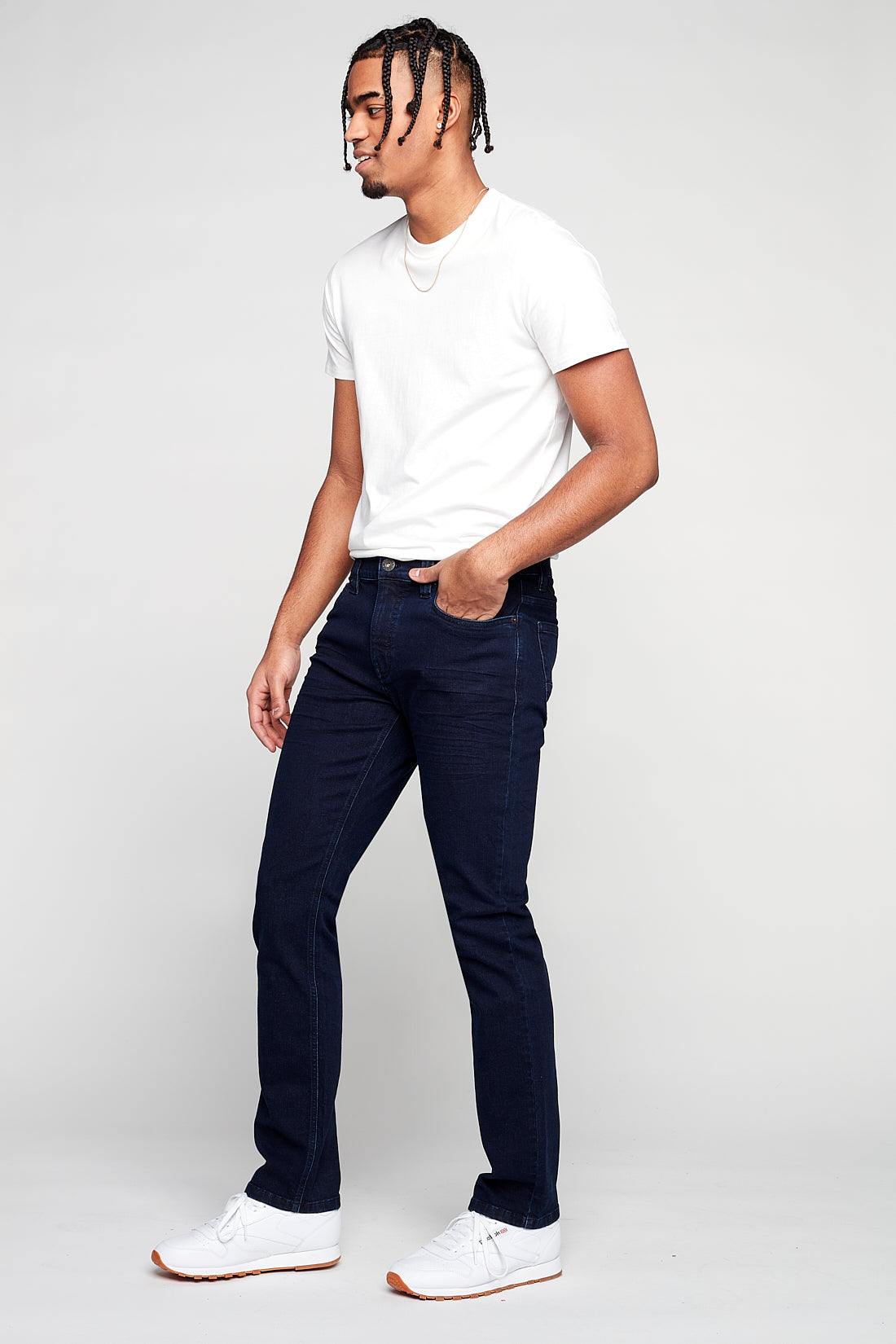 FRANKIE - 5 Pocket Straight Leg Jean - Blue/Black Rinse Wash - DENIM SOCIETY™