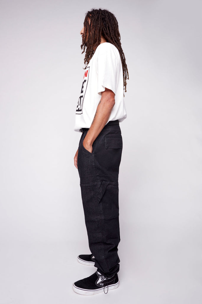 Straight Leg Pant With Adjustable Bottom Hem - Black - DENIM SOCIETY™