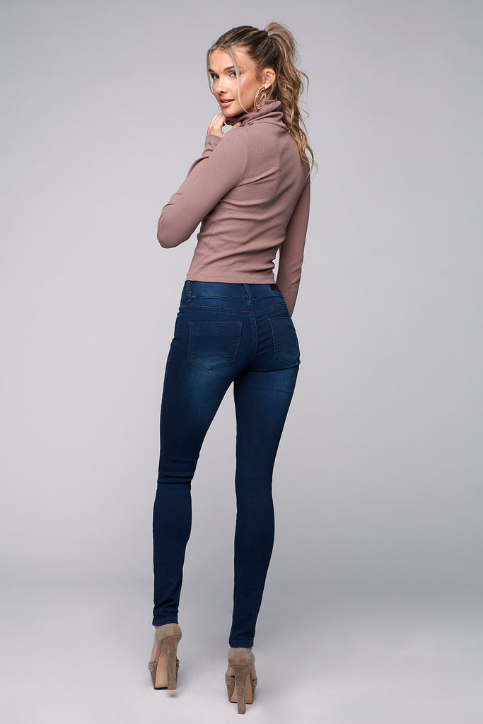 OLIVIA - Pull-On Jeggings - Tinted Dark Indigo Rinse - DENIM SOCIETY™