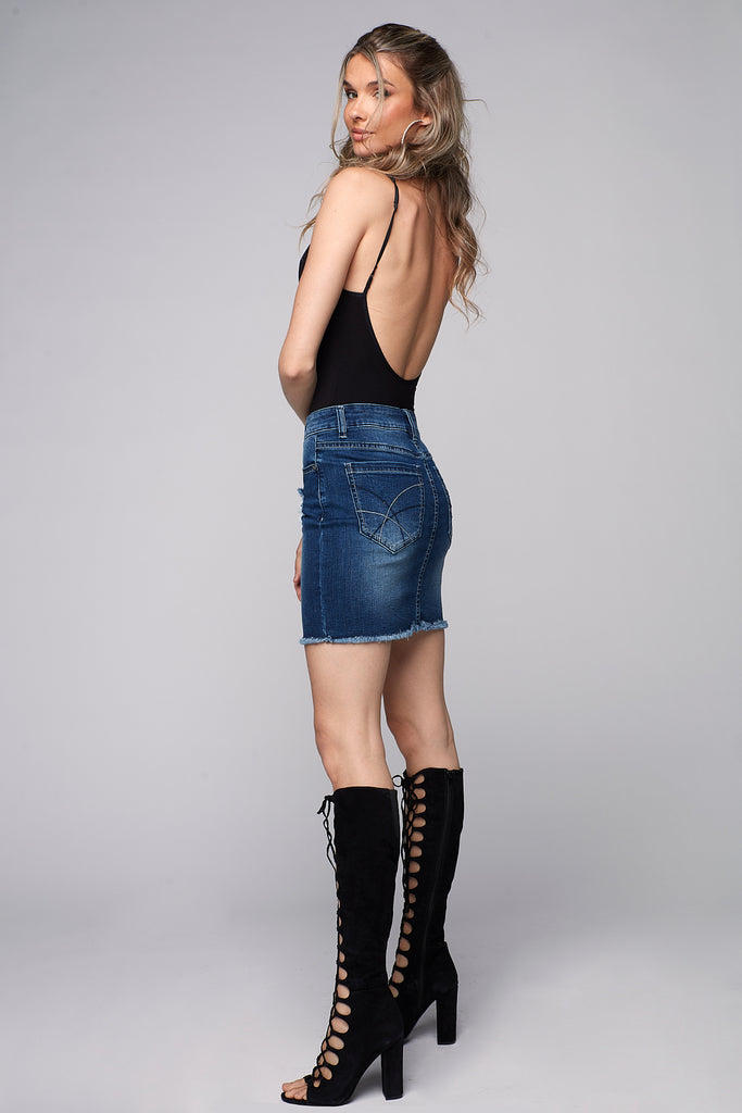 ROSIE - 5-Pocket Skirt -  Dark Blue Wash Foxy Jeans™