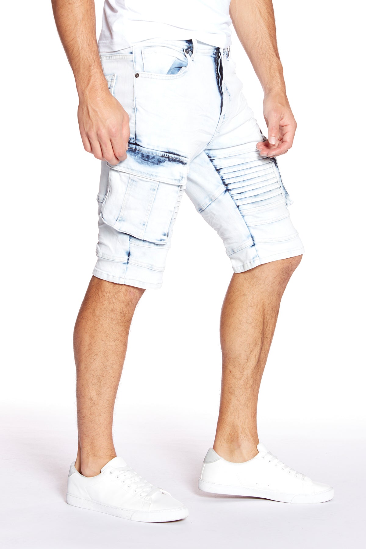 Men's Capri Shorts - Light Indigo Acid Wash - DENIM SOCIETY™