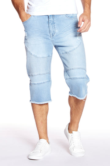 Men's Capri Shorts - Blue Bleach - DENIM SOCIETY™