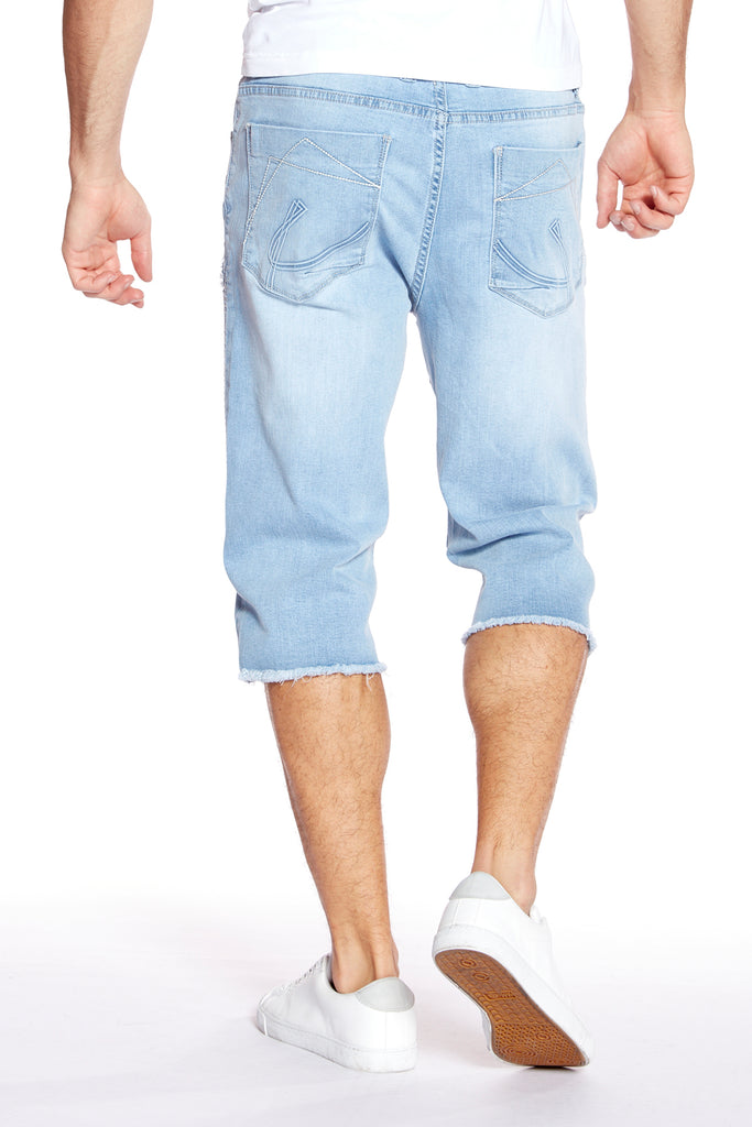 Men's Capri Shorts - Blue Bleach - DENIM SOCIETY™
