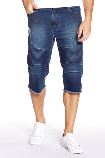 Men's Capri Shorts - Dark Indigo Rinse - DENIM SOCIETY™