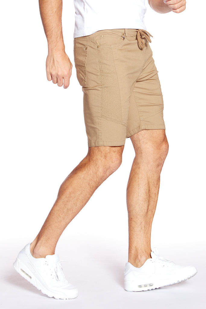 CASH - Mens Ripstop Moto Stitch Short - Beige - DENIM SOCIETY™