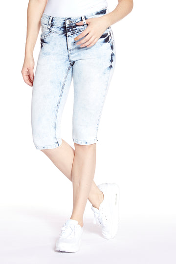 BECCA - Ladies Denim Capri - Light Indigo Acid Wash - DENIM SOCIETY™