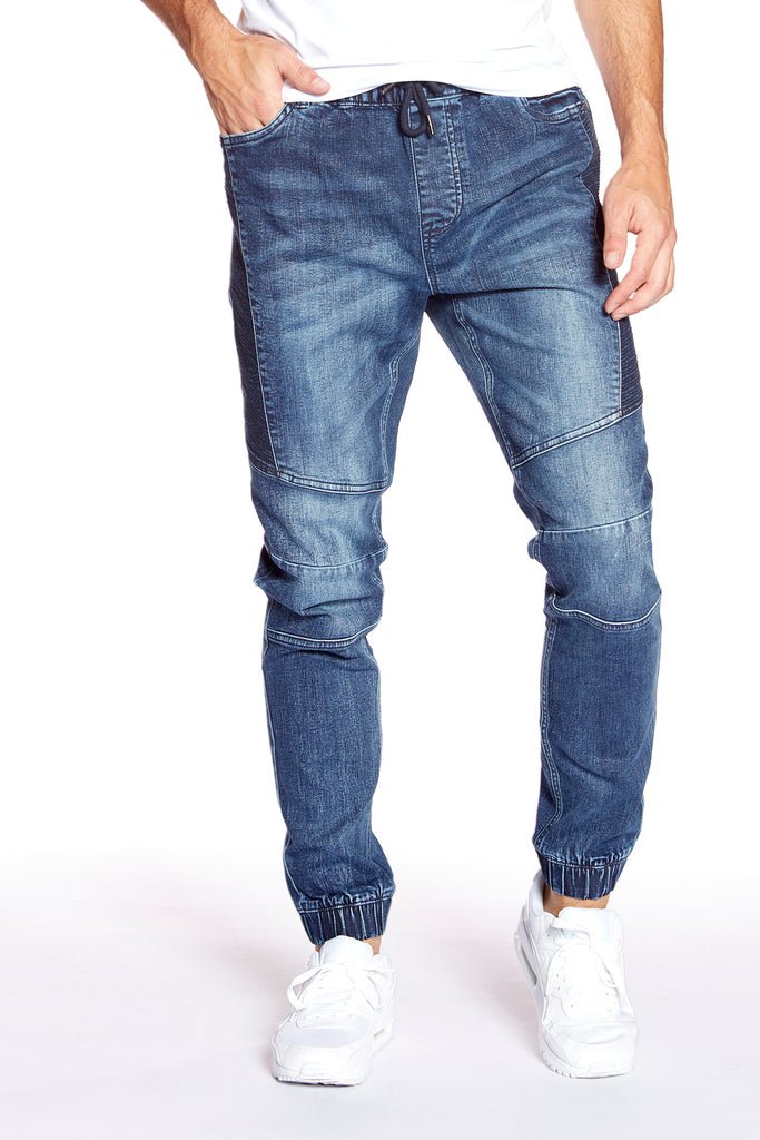 HENDRIX - 5 Pocket  Moto Stitch Jogger - Vintage Medium Blue DNM.WORKS™