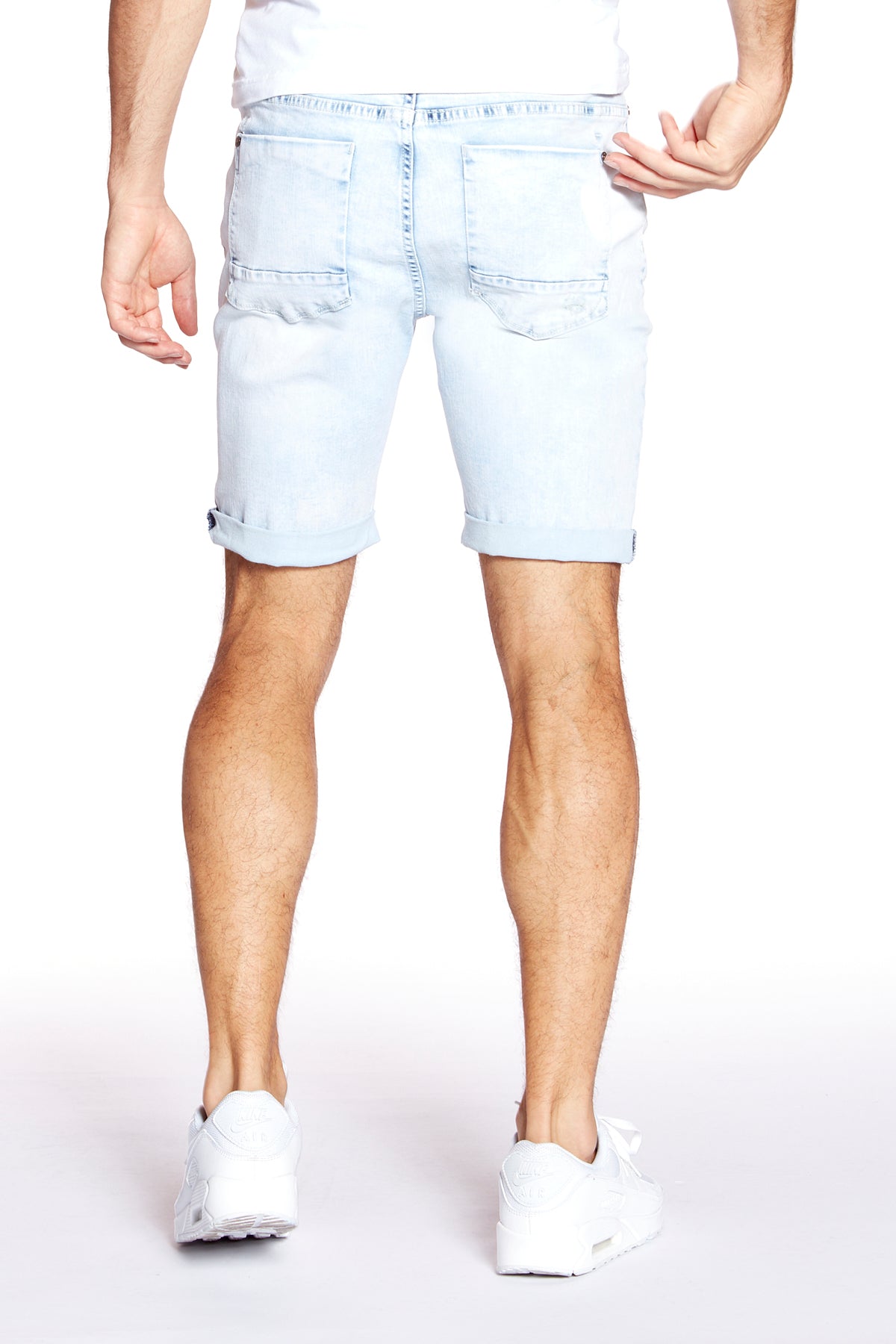 LENNON - Mens Rolled-Up Shorts - Light Indigo Acid Wash - DENIM SOCIETY™
