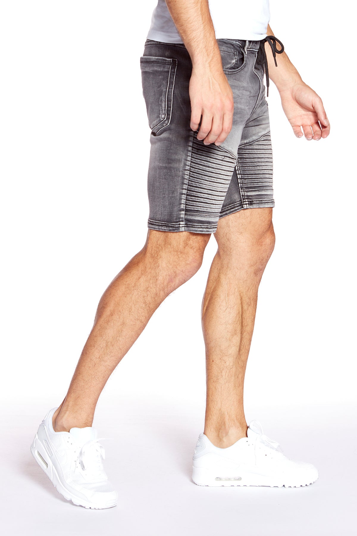 PHOENIX - Mens Flex Denim Moto Short - Dark Grey Wash - DENIM SOCIETY™