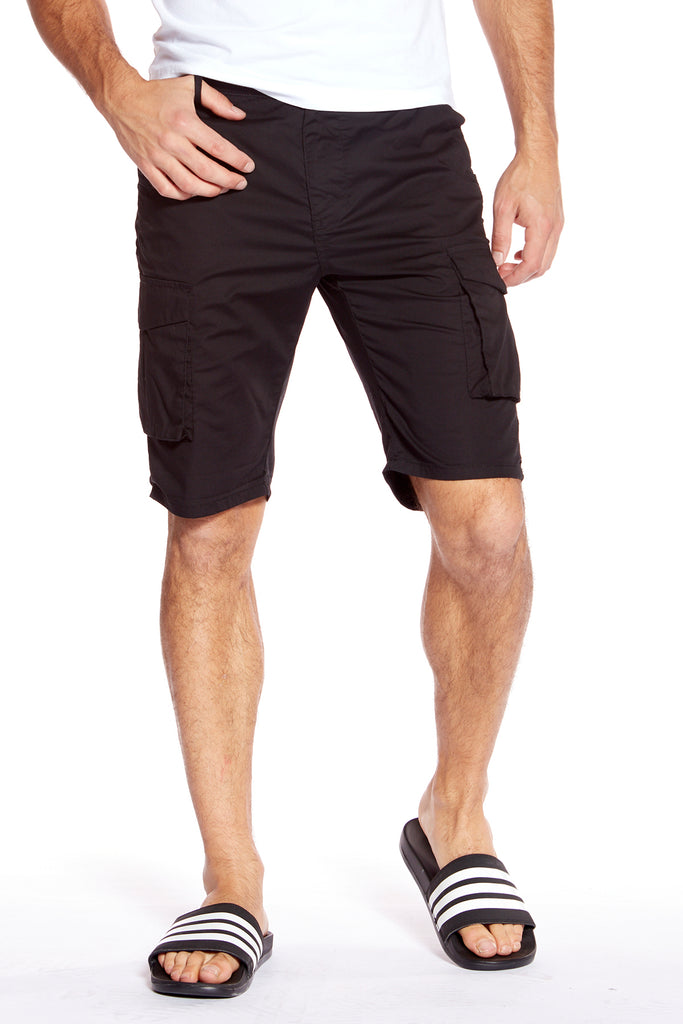 PRESLEY - Zip Front Cargo Shorts - Black - DENIM SOCIETY™