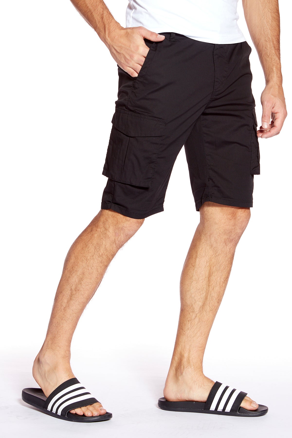 PRESLEY - Zip Front Cargo Shorts - Black - DENIM SOCIETY™