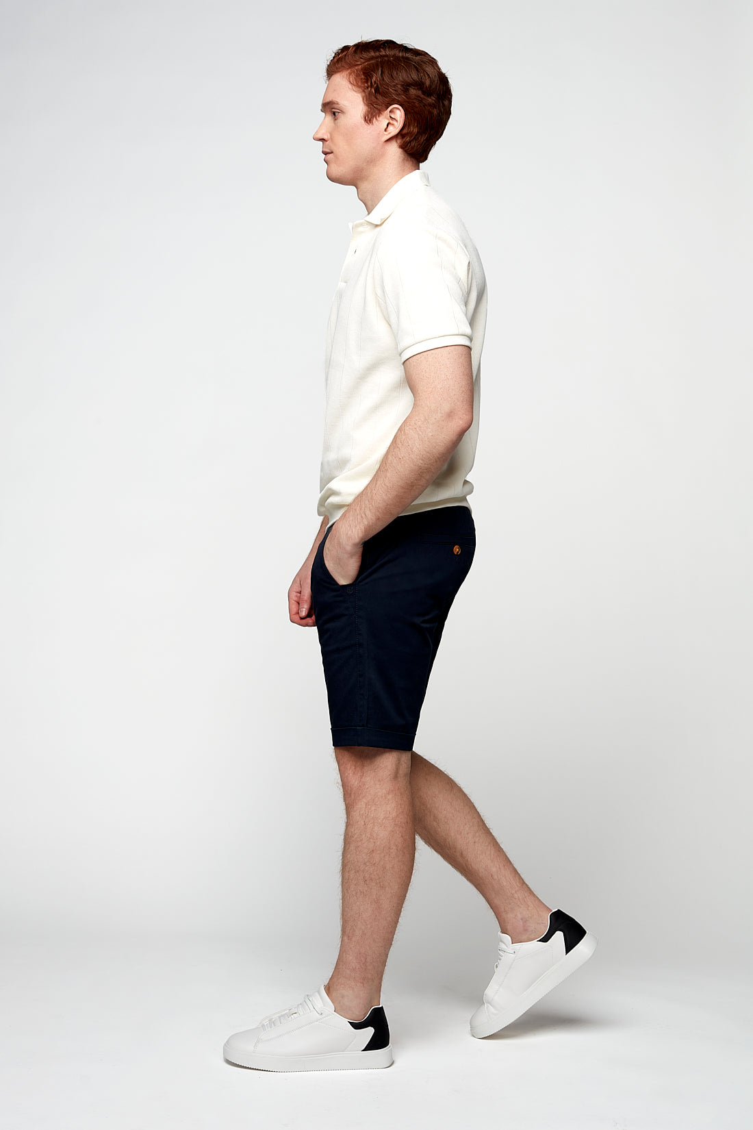 BILLY - Elastic Waist Roll Up Shorts - Navy - DENIM SOCIETY™
