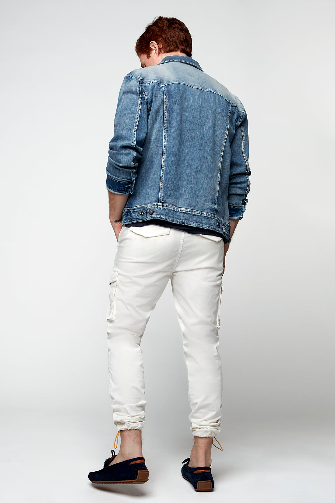 DEAN -  Slim Fit Cargo Chinos (Convertible Joggers) - Off White - DENIM SOCIETY™
