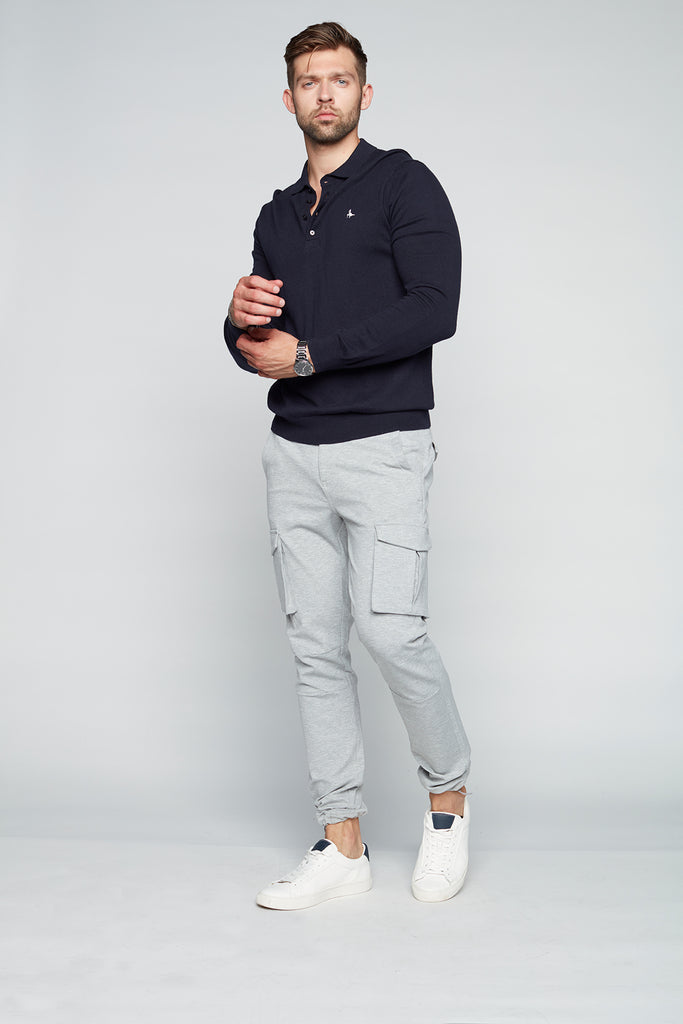 DEAN -  Slim Fit Convertible Cargo Knit Jogger - Light Grey - DENIM SOCIETY™