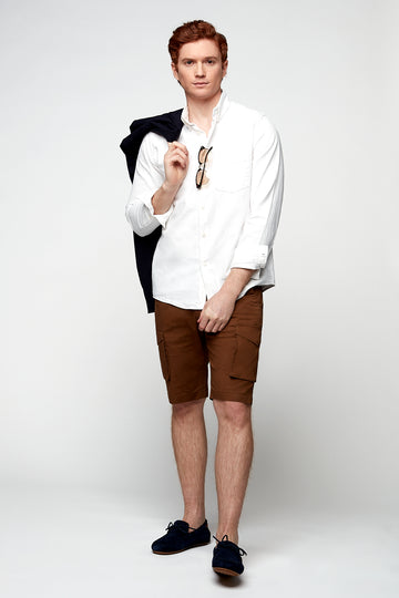 PRESLEY - Zip Front  Cargo Shorts - Tobacco - DENIM SOCIETY™