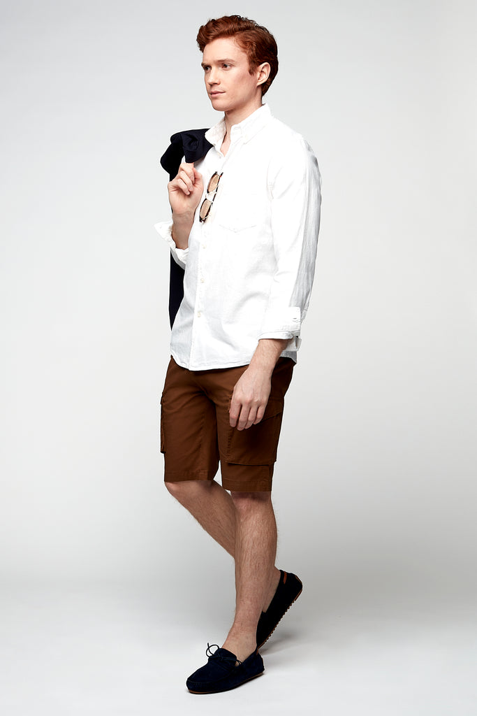 PRESLEY - Zip Front  Cargo Shorts - Tobacco - DENIM SOCIETY™