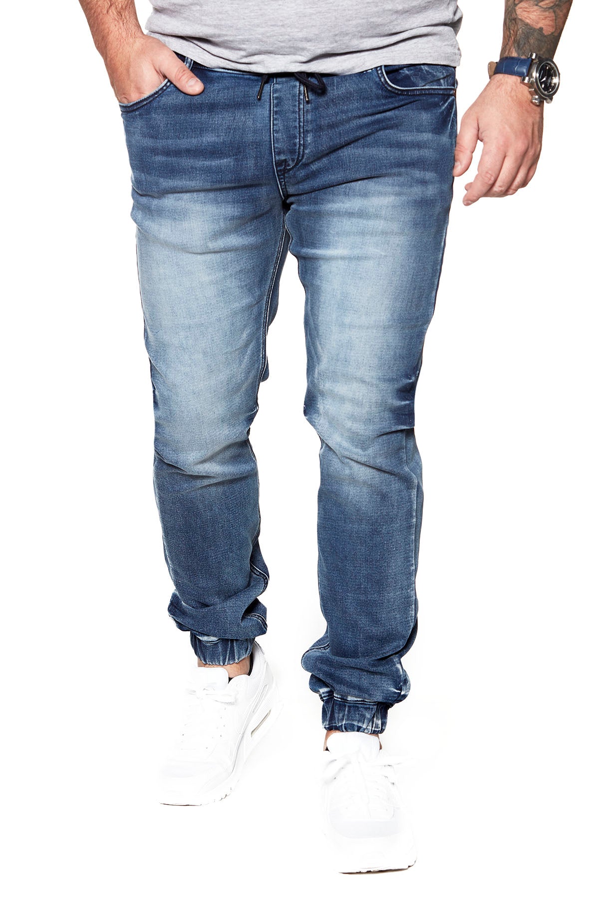 JAGGER - 5 Pocket Cozy Denim Classic Jogger - Vintage Medium Blue Wash DNM.WORKS™