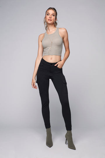 TARA - Ladies Knit Cargo Jogger - Charcoal - DENIM SOCIETY™