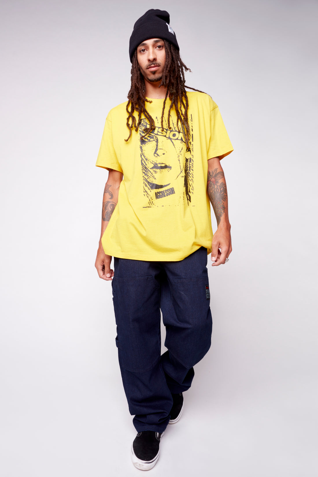Face Print Logo T-Shirt - Yellow - DENIM SOCIETY™