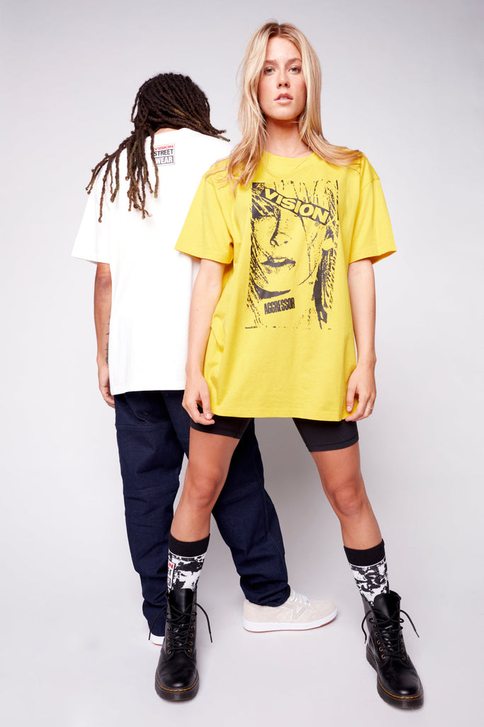 Face Print Logo T-Shirt - Yellow - DENIM SOCIETY™